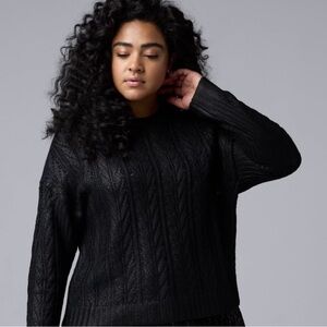 Simply Vera Vera Wang Women's Black Cable Knit Sweater